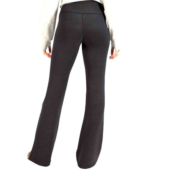 Lululemon Brushed Softstreme Ribbed Zip Flared Pant Dark Grey Ankle Zipper Sz 14 - Picture 1 of 14